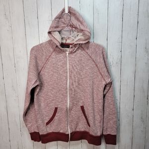 Fission Men's Heathered Maroon Full Zip Terry Knit Hoodie Jacket Size Large.